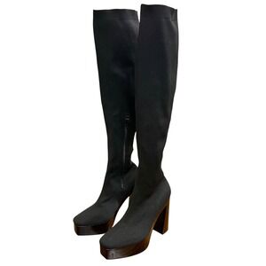GIANNI BINI Jarvis Knit Over The Knee Platform Boots Block Heels Goth 10Size 10M